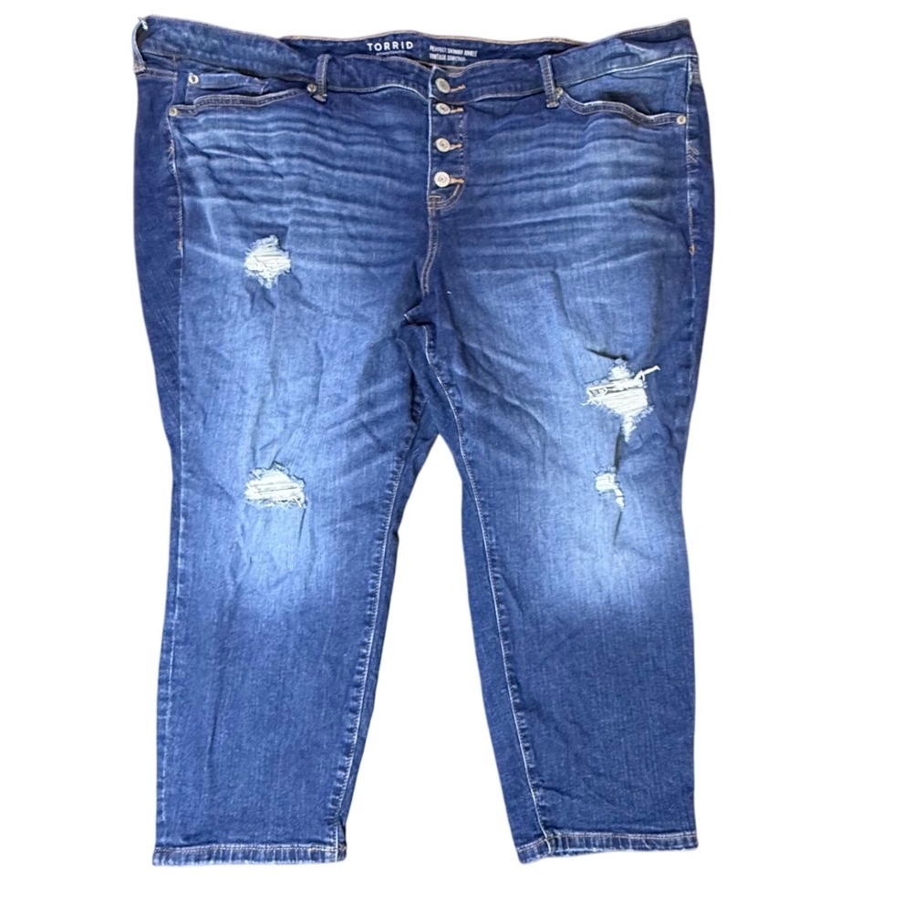 Torrid Perfect Skinny Ankle Vintage Stretch Distressed Plus Size‎ Jeans 26S